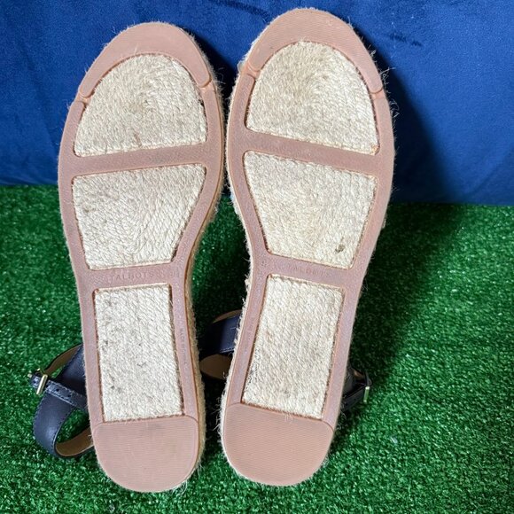 Talbots Size 9.5 Izzy D'Orsay Espadrilles Raffia Blue Madras Plaid Shoes Sandals - Picture 8 of 10